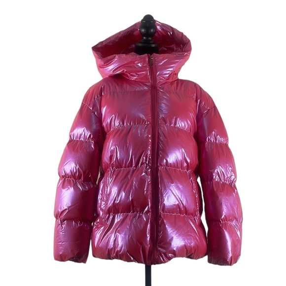 Hot pink, puffer,jacket with hood,Large, New - Picture 7 of 7